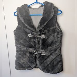 Faux Fur Made In Italy Women Vest Sleeveless Black Color No Size Tag (Small)